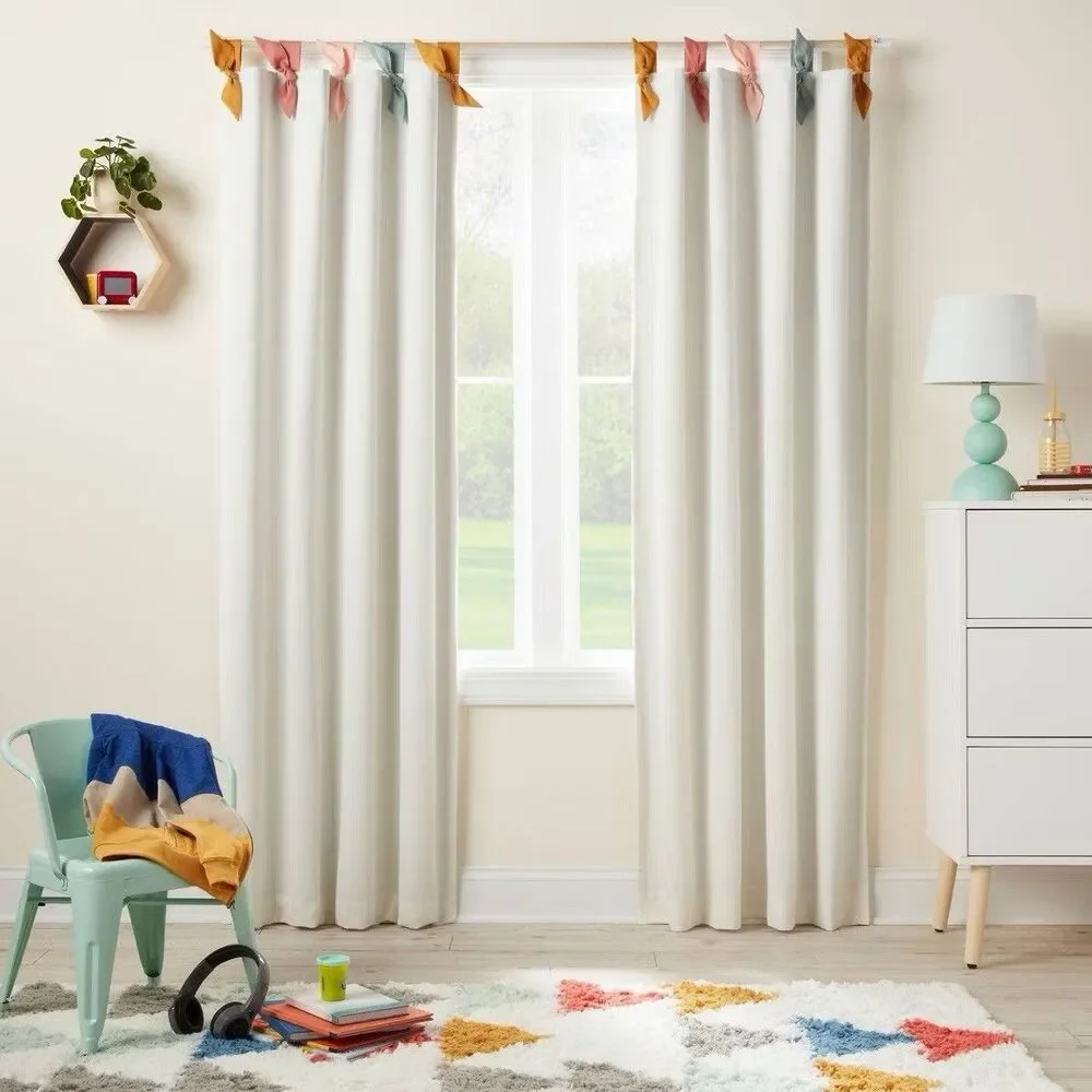Pillowfort™ 42x95 White Tie Top Blackout Kids Curtain Panel w/ Ties